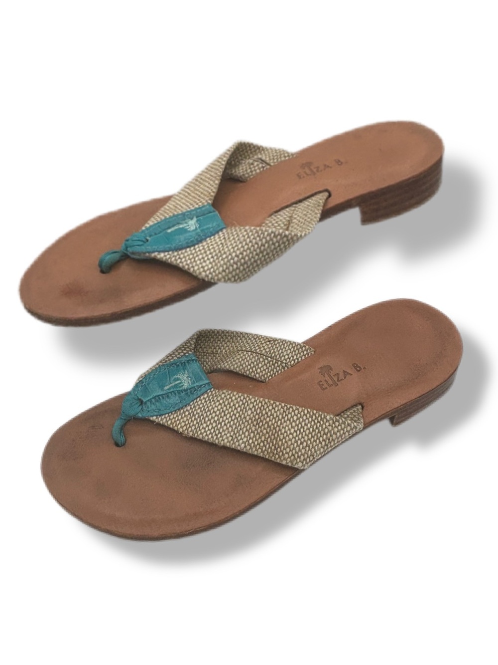 Eliza B. Textured Woven Strap Leather Sole Sandals - Size 9